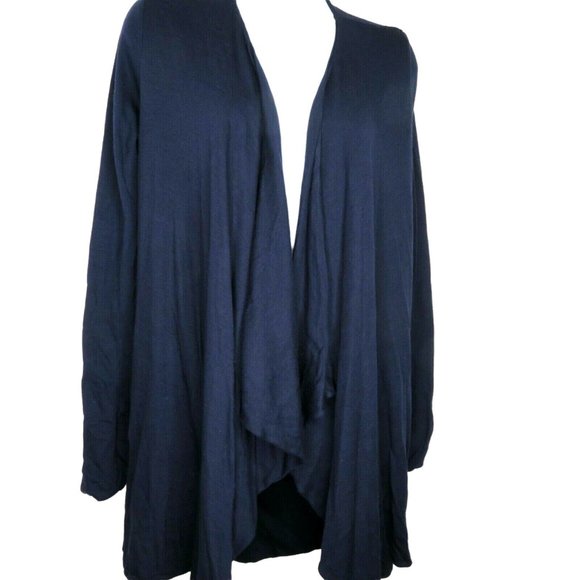 Neal Sperling Open Drape Front Angora Cardigan Sweater M Navy Blue USA Made VTG - Picture 5 of 10